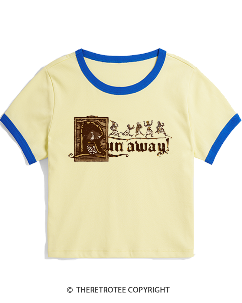 TheRetroTee Run Away 1970s Women's Ringer T-shirt