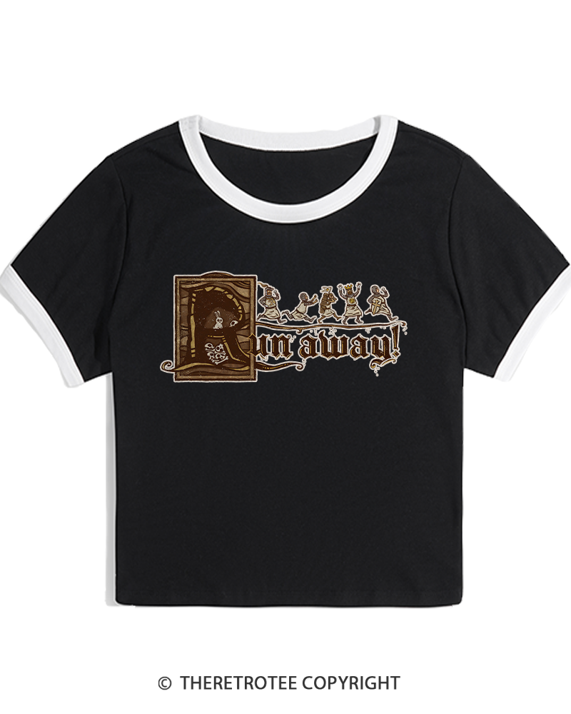 TheRetroTee Run Away 1970s Women's Ringer T-shirt
