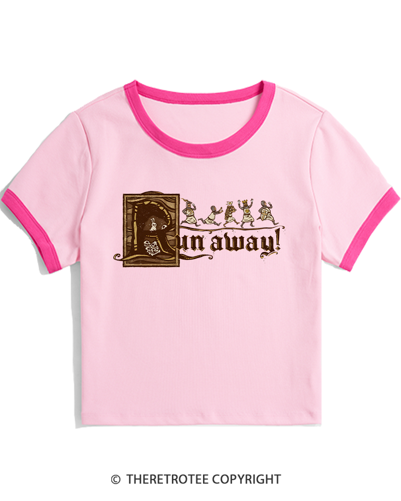TheRetroTee Run Away 1970s Women's Ringer T-shirt