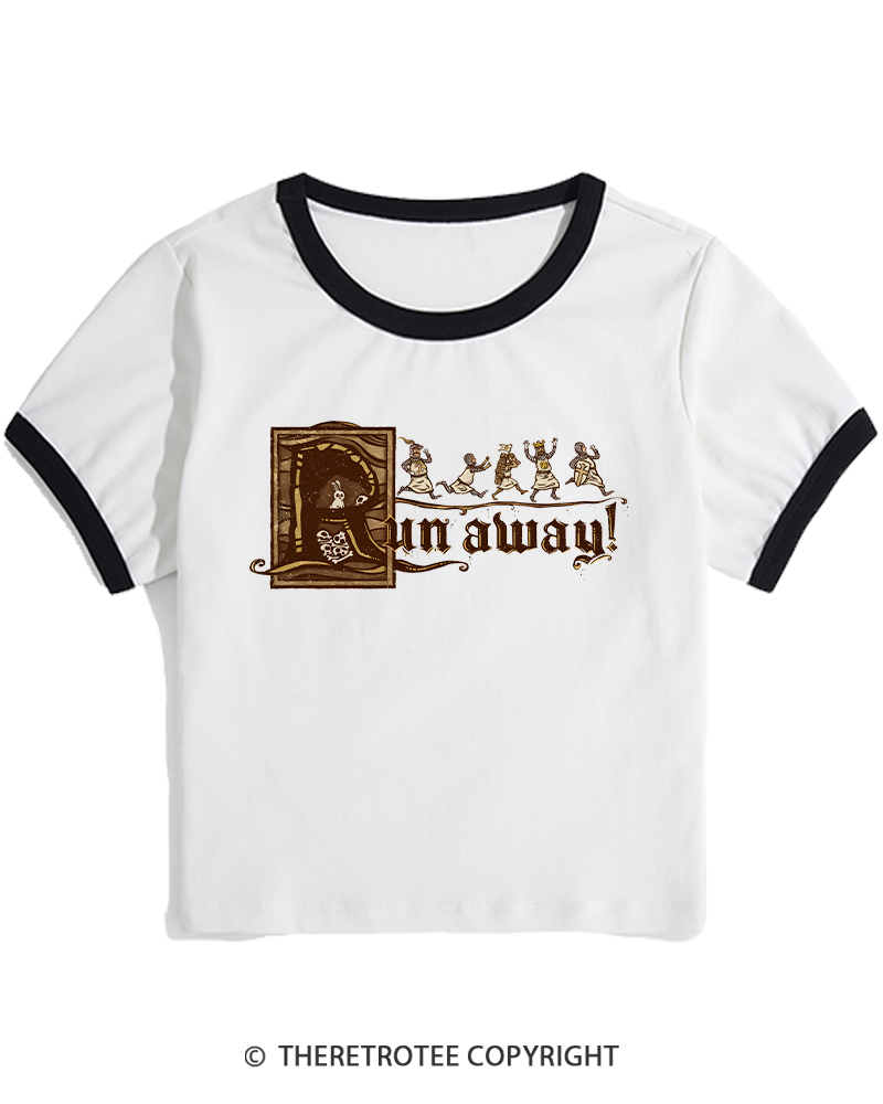 TheRetroTee Run Away 1970s Women's Ringer T-shirt