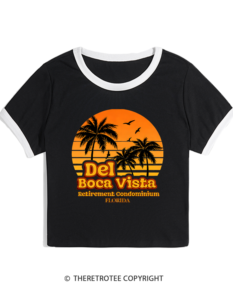 TheRetroTee Del Boca Vista 1990s Women's Ringer T-shirt