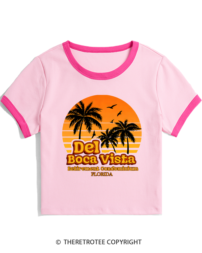 TheRetroTee Del Boca Vista 1990s Women's Ringer T-shirt