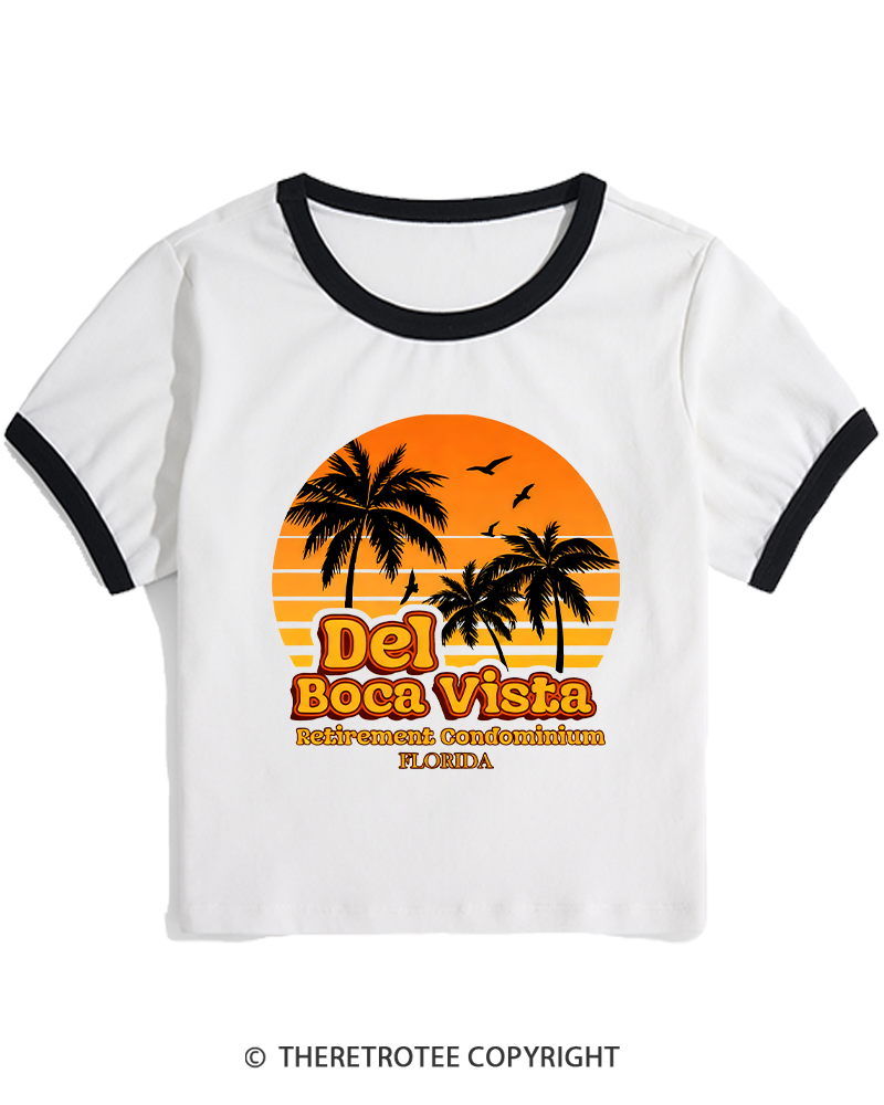 TheRetroTee Del Boca Vista 1990s Women's Ringer T-shirt