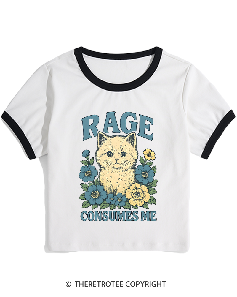 TheRetroTee Cat Meme 1970s Women's Ringer T-shirt