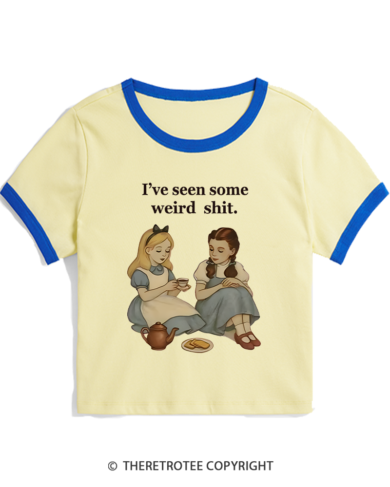 TheRetroTee Weird Stuff 1990s Girl Women's Ringer T-shirt