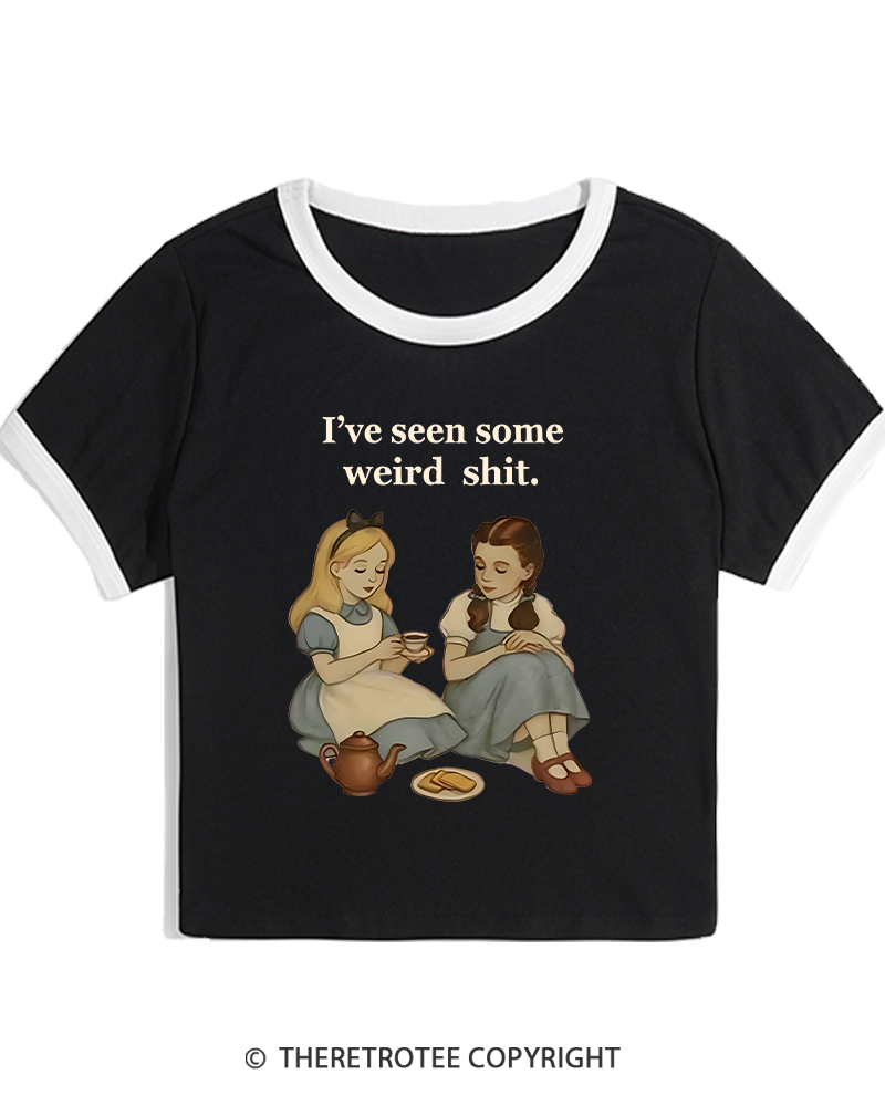 TheRetroTee Weird Stuff 1990s Girl Women's Ringer T-shirt
