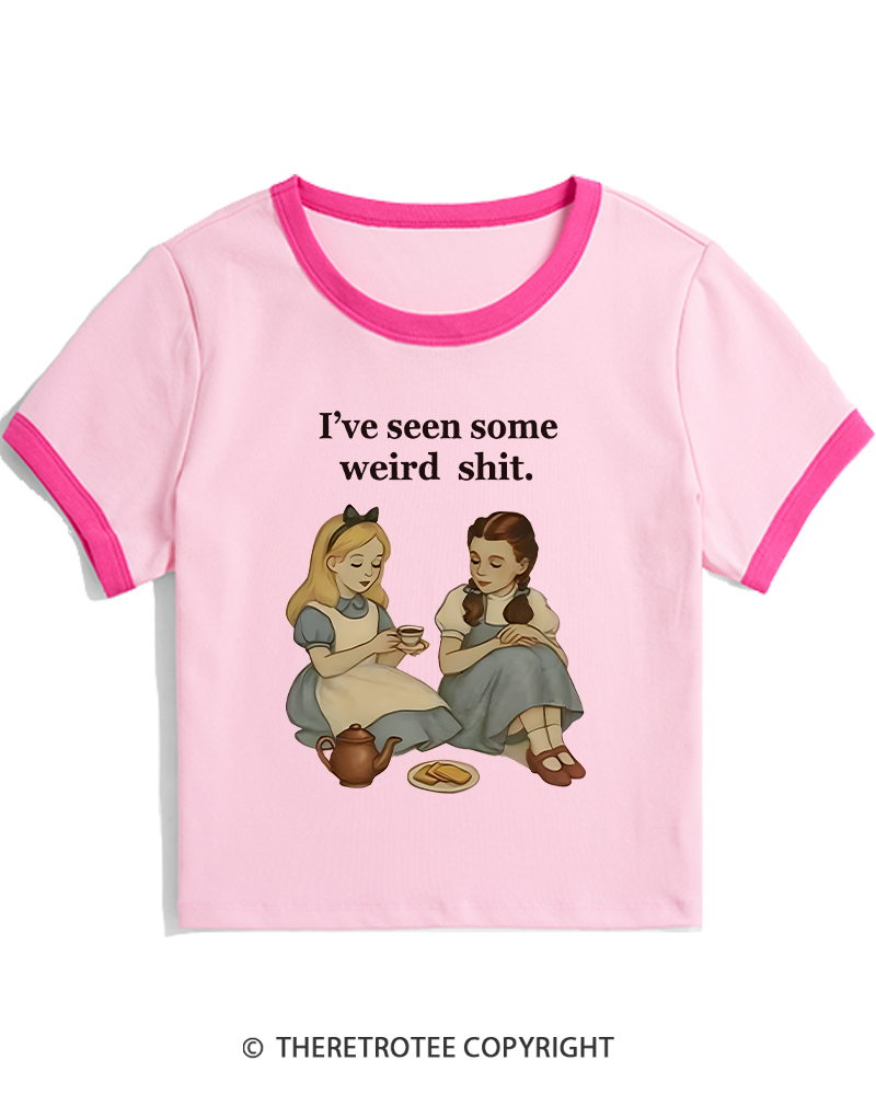 TheRetroTee Weird Stuff 1990s Girl Women's Ringer T-shirt