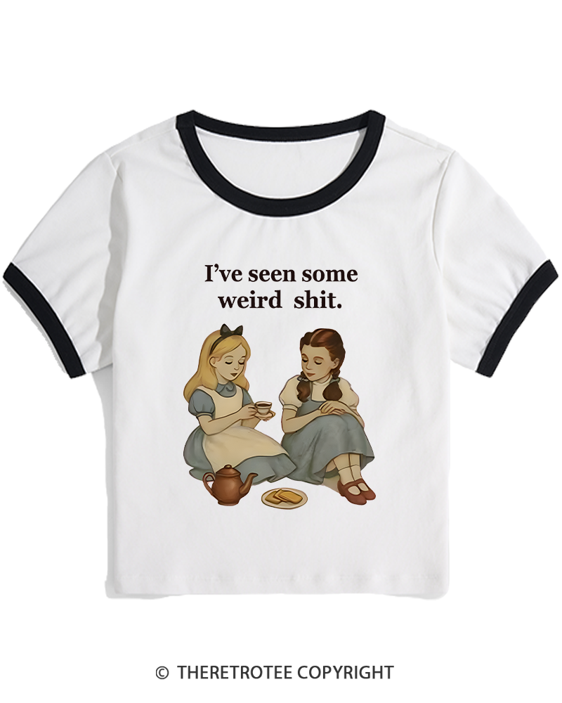 TheRetroTee Weird Stuff 1990s Girl Women's Ringer T-shirt