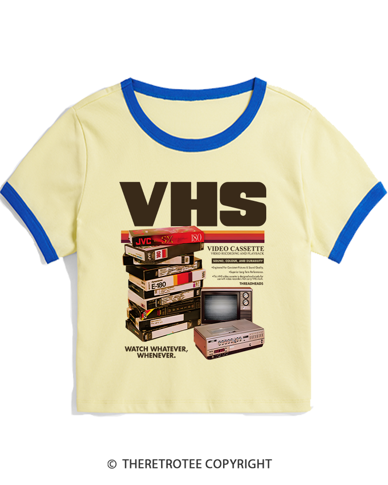 TheRetroTee VHS Tapes 1980s-1990s Women's Ringer T-shirt