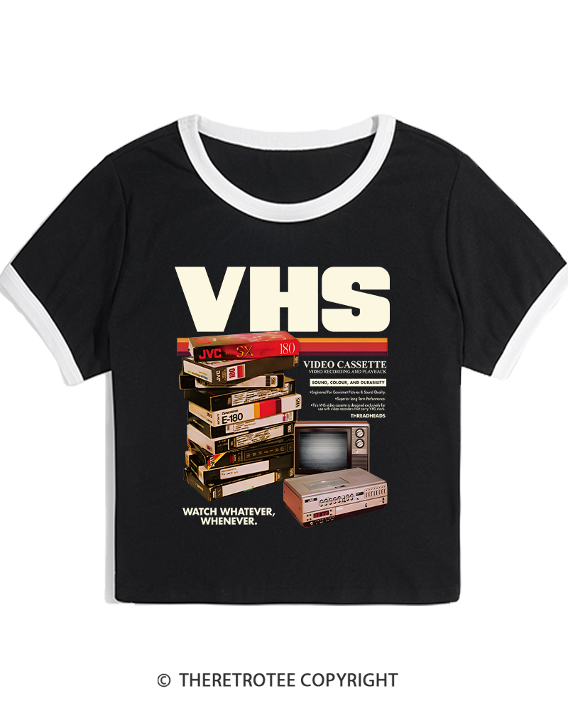 TheRetroTee VHS Tapes 1980s-1990s Women's Ringer T-shirt