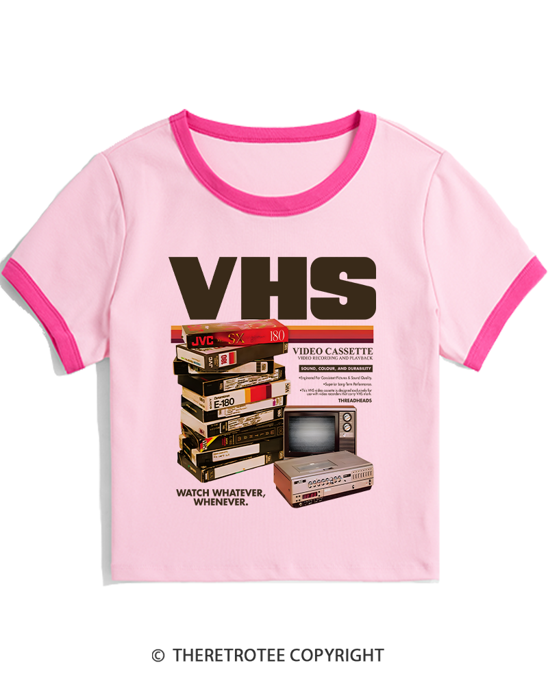 TheRetroTee VHS Tapes 1980s-1990s Women's Ringer T-shirt