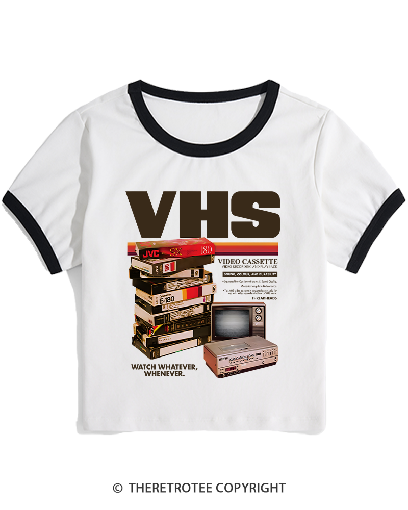 TheRetroTee VHS Tapes 1980s-1990s Women's Ringer T-shirt