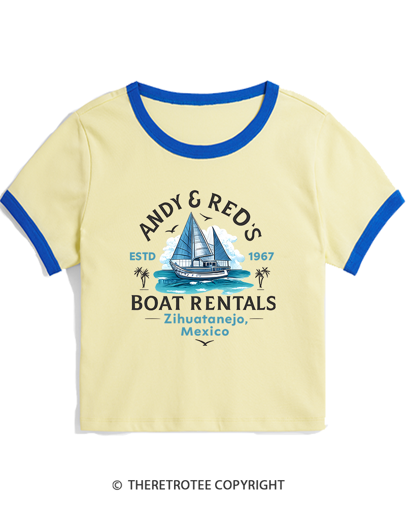 TheRetroTee Boat Rentals 1990s Women's Ringer T-shirt
