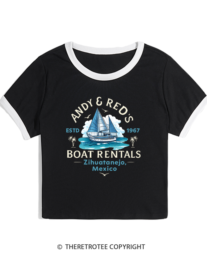 TheRetroTee Boat Rentals 1990s Women's Ringer T-shirt