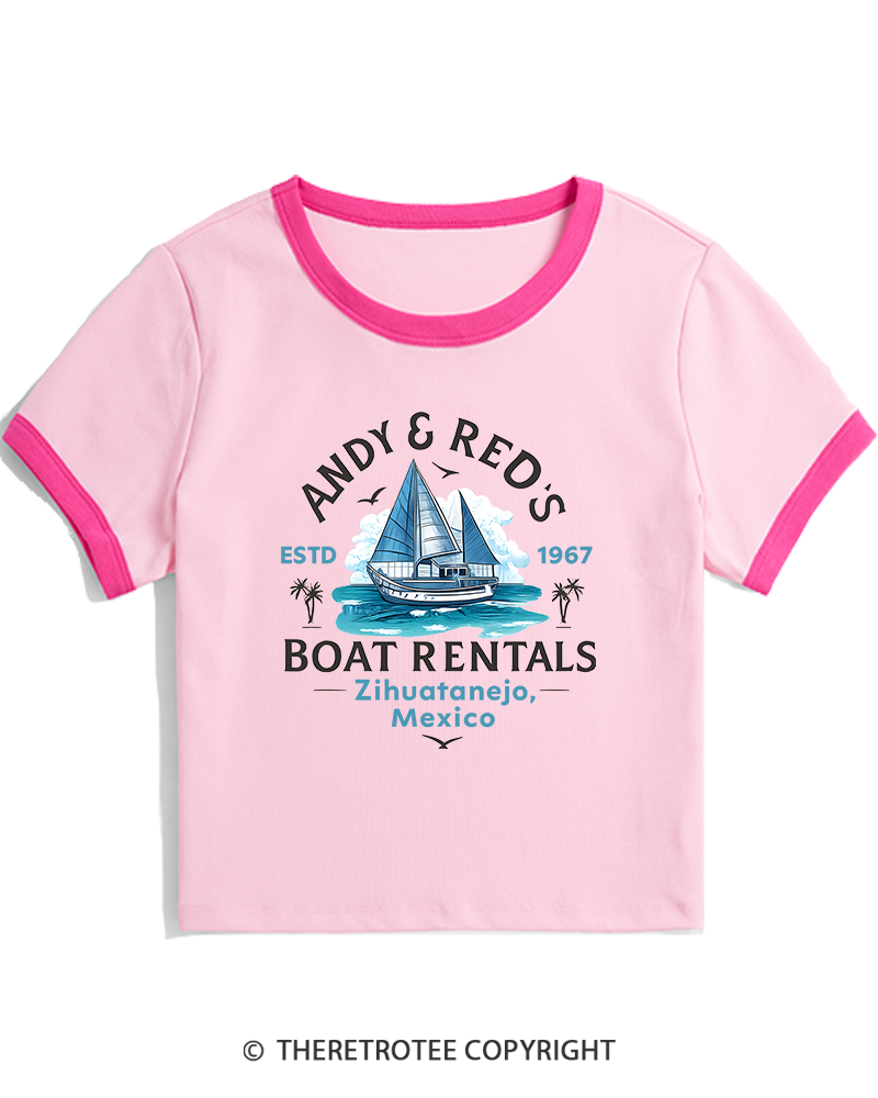 TheRetroTee Boat Rentals 1990s Women's Ringer T-shirt