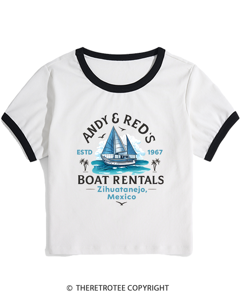 TheRetroTee Boat Rentals 1990s Women's Ringer T-shirt