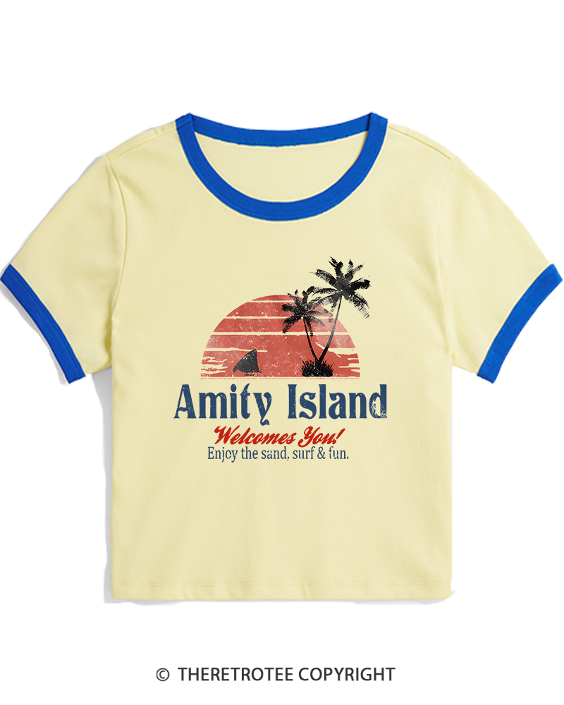 TheRetroTee Enjoy The Sand 1970s Women's Ringer T-shirt