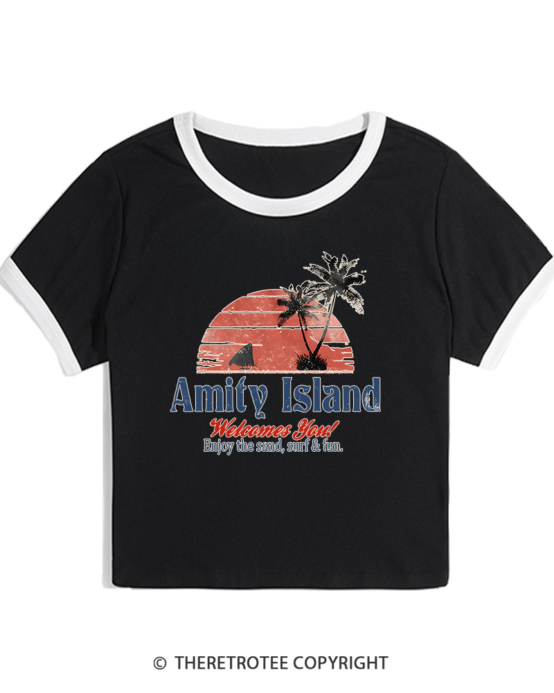 TheRetroTee Enjoy The Sand 1970s Women's Ringer T-shirt
