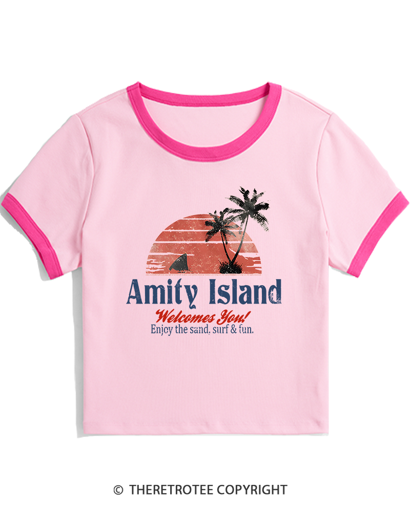 TheRetroTee Enjoy The Sand 1970s Women's Ringer T-shirt