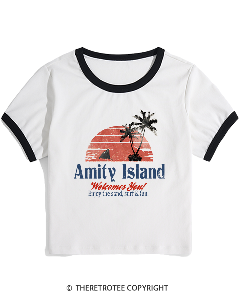 TheRetroTee Enjoy The Sand 1970s Women's Ringer T-shirt