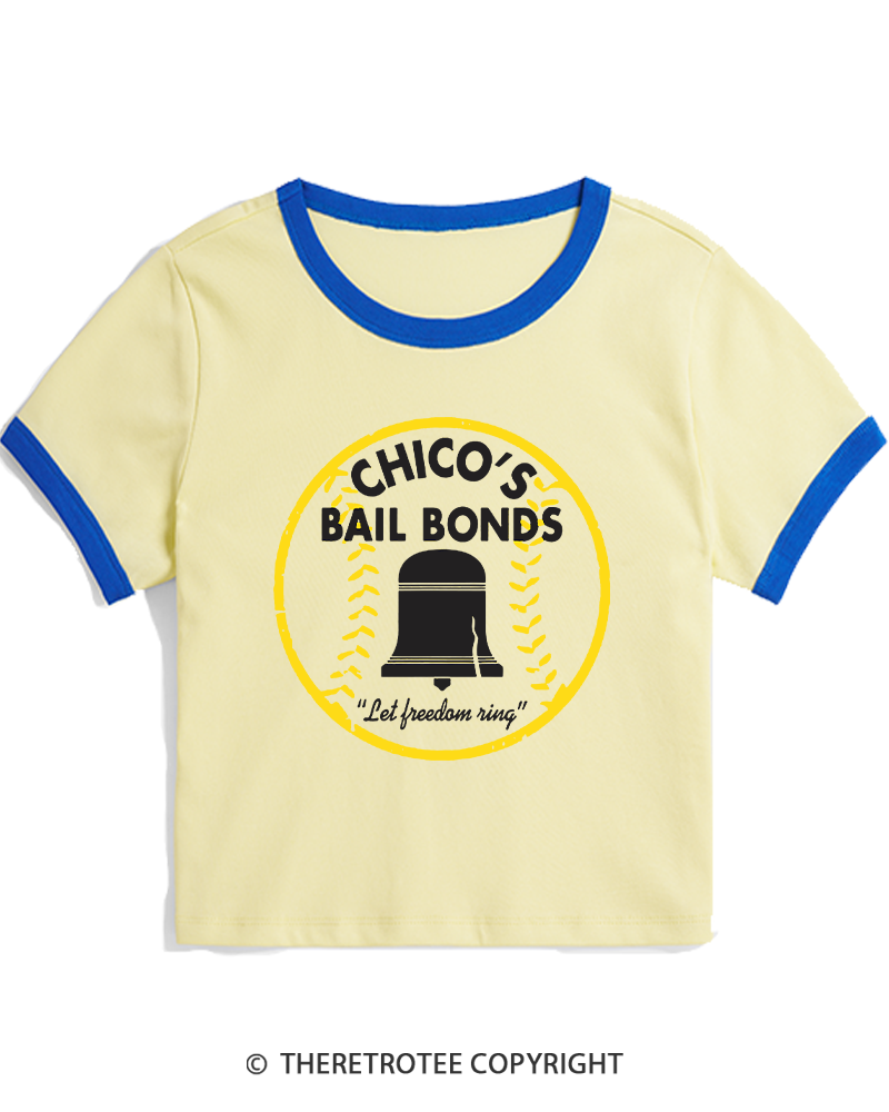 TheRetroTee Chico's Bail Bonds 1970s Women's Ringer T-shirt