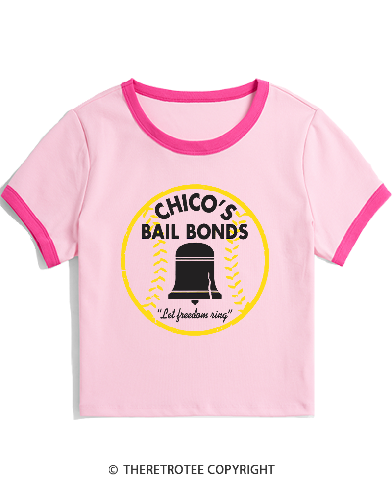 TheRetroTee Chico's Bail Bonds 1970s Women's Ringer T-shirt