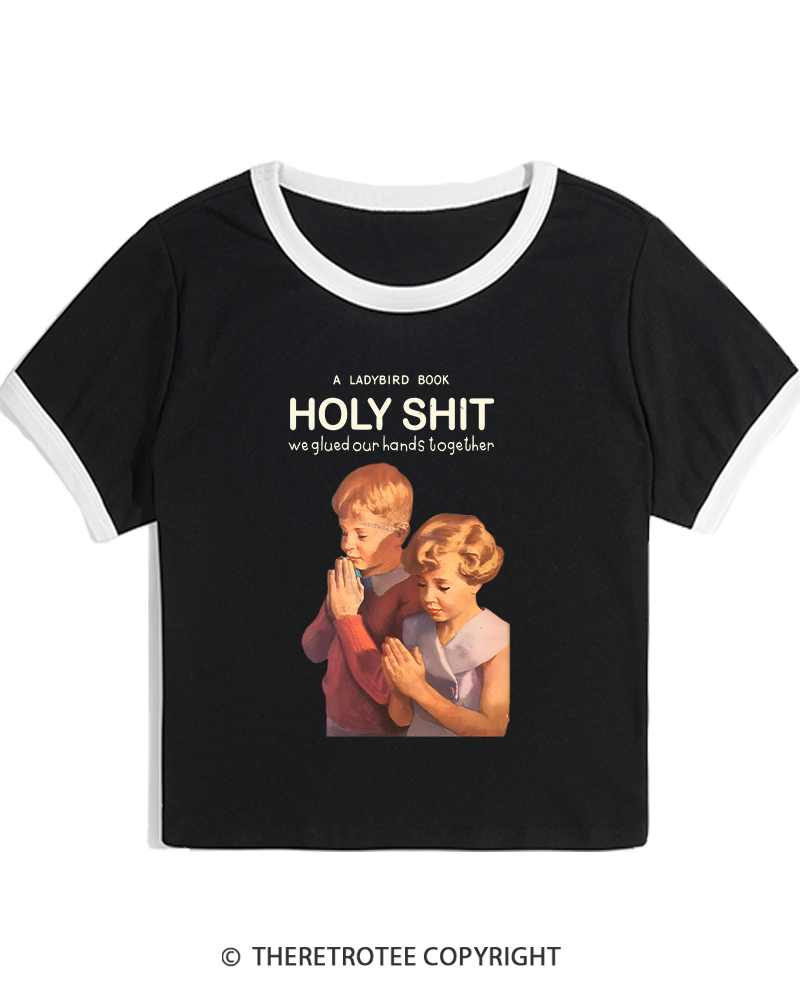 TheRetroTee A Ladybird Book Holy Sh*t 1950s Women's Ringer T-shirt