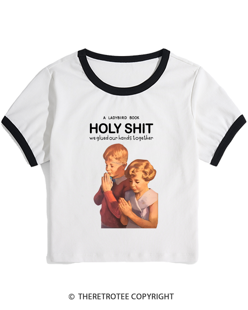 TheRetroTee A Ladybird Book Holy Sh*t 1950s Women's Ringer T-shirt