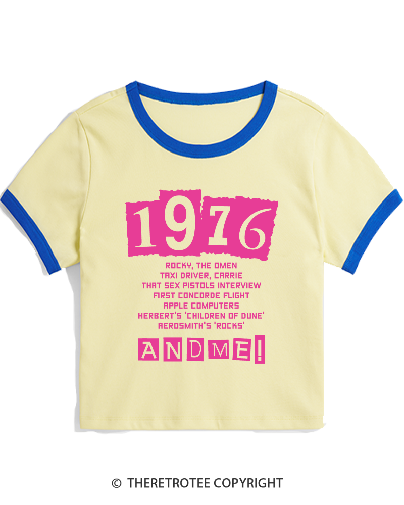 TheRetroTee 1976 Big Events 1970s Women's Ringer T-shirt