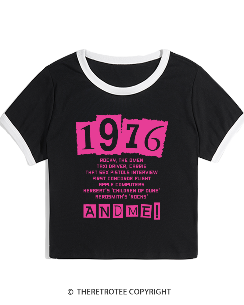 TheRetroTee 1976 Big Events 1970s Women's Ringer T-shirt