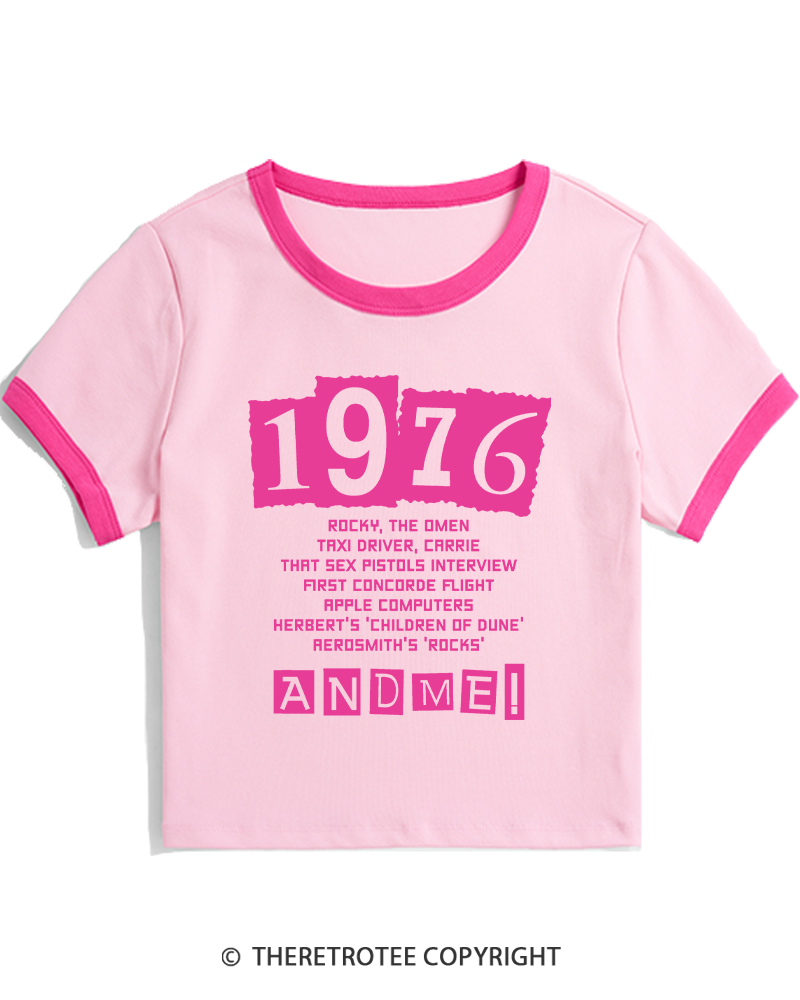 TheRetroTee 1976 Big Events 1970s Women's Ringer T-shirt