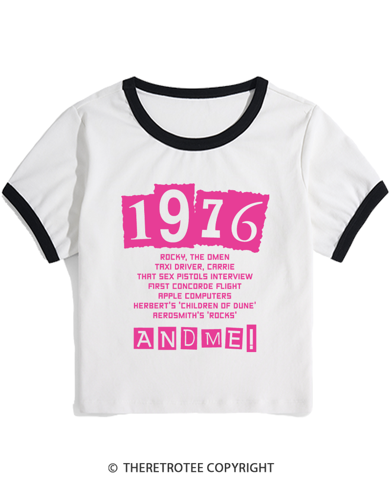 TheRetroTee 1976 Big Events 1970s Women's Ringer T-shirt