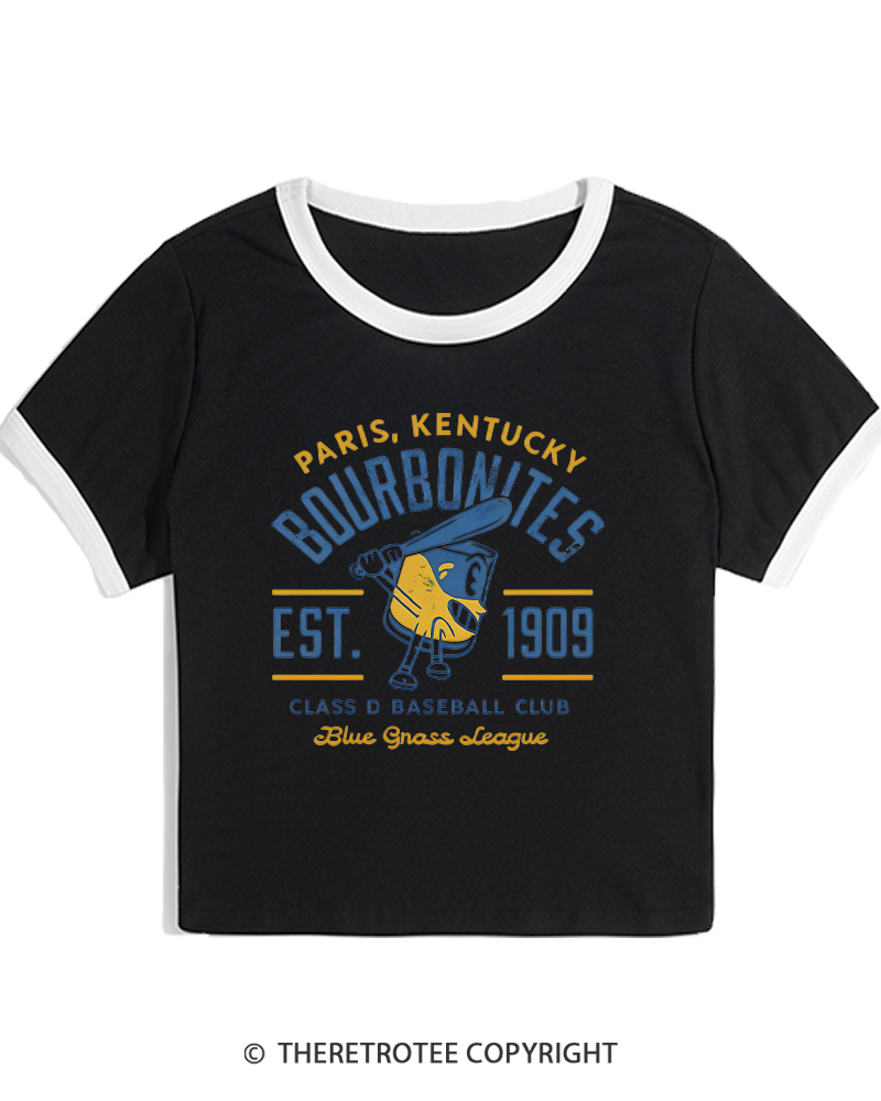 TheRetroTee 1900s Bourbon League Slugger Retro Women's Ringer T-shirt