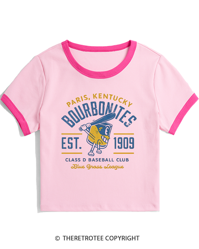 TheRetroTee 1900s Bourbon League Slugger Retro Women's Ringer T-shirt