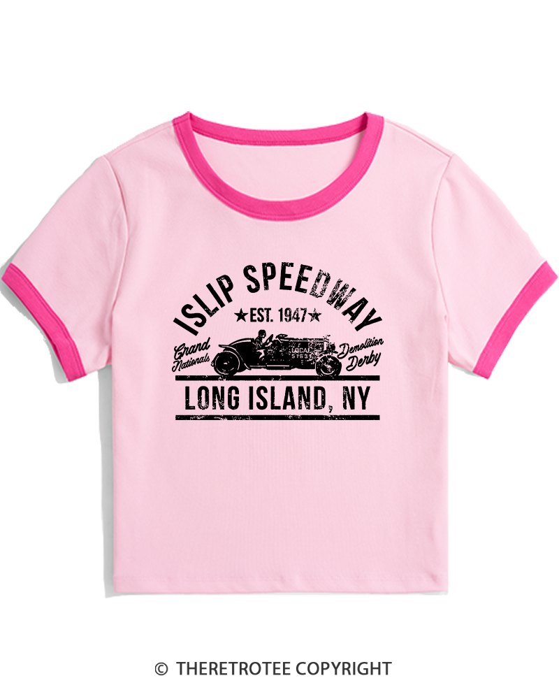 TheRetroTee Islip Speedway 1960s Women's Ringer T-shirt