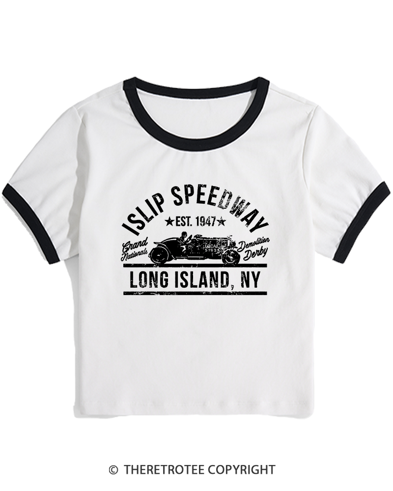 TheRetroTee Islip Speedway 1960s Women's Ringer T-shirt