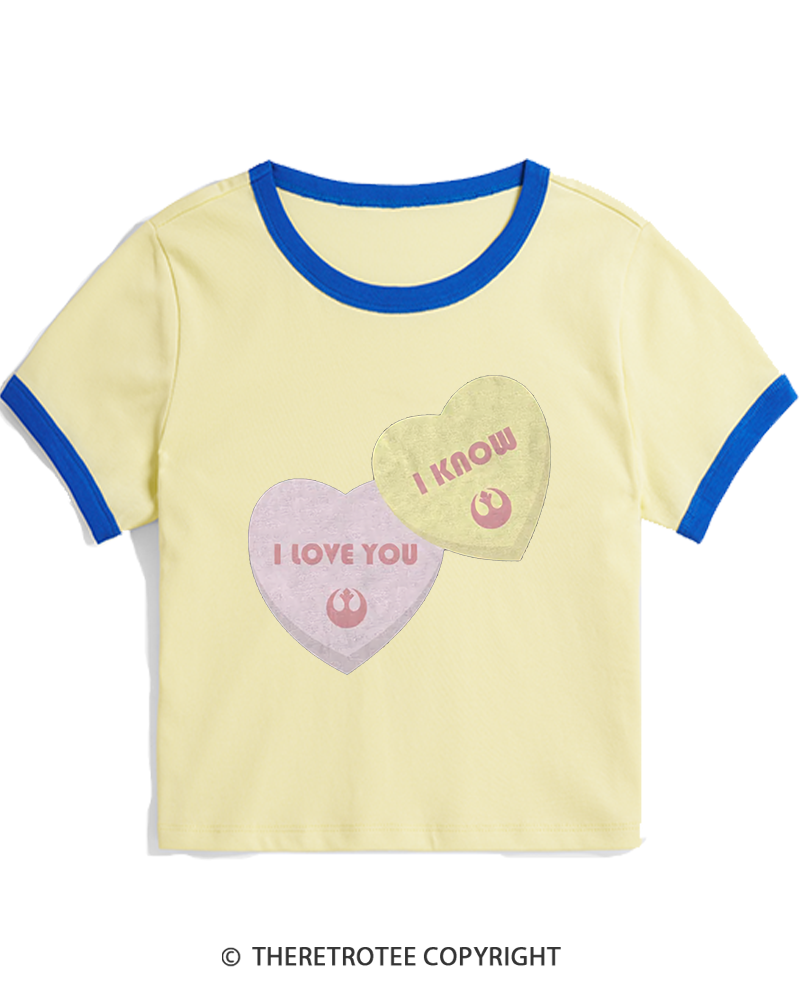 TheRetroTee I Love You I Know Candy Hearts 1980s Women's Ringer T-shirt