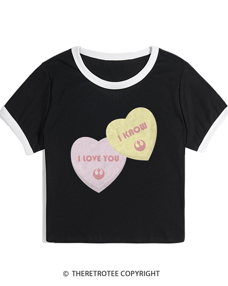 TheRetroTee I Love You I Know Candy Hearts 1980s Women's Ringer T-shirt