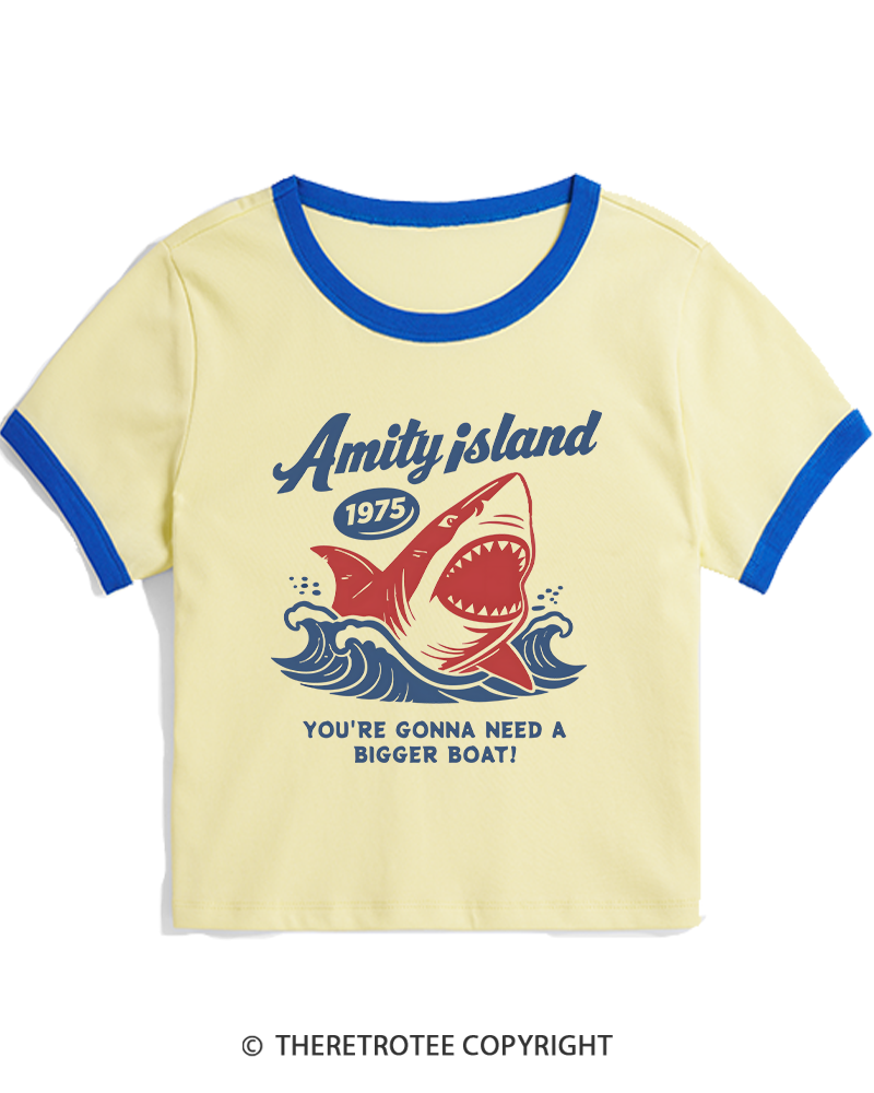 TheRetroTee Seaside Harbor 1970s Women's Ringer T-shirt