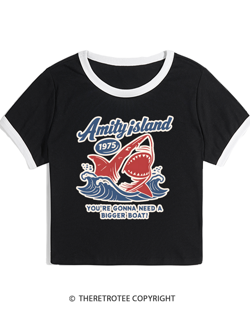 TheRetroTee Seaside Harbor 1970s Women's Ringer T-shirt