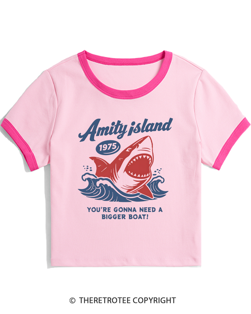 TheRetroTee Seaside Harbor 1970s Women's Ringer T-shirt