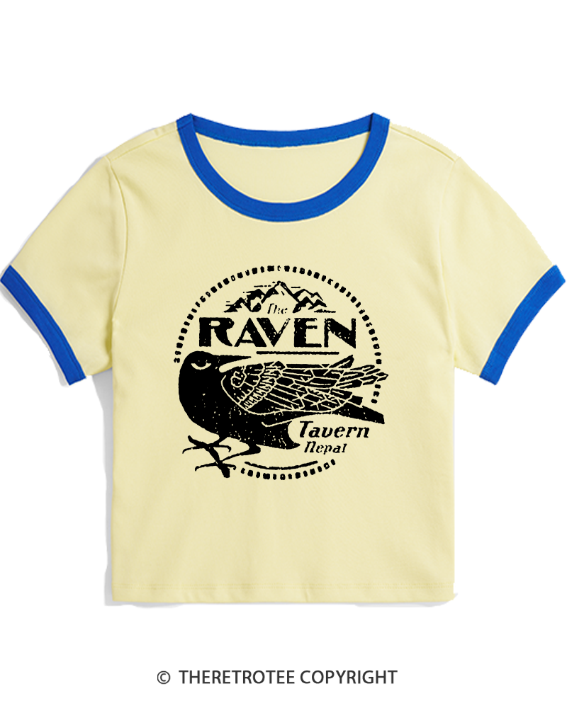 TheRetroTee Raven Tavern 1980s Women's Ringer T-shirt