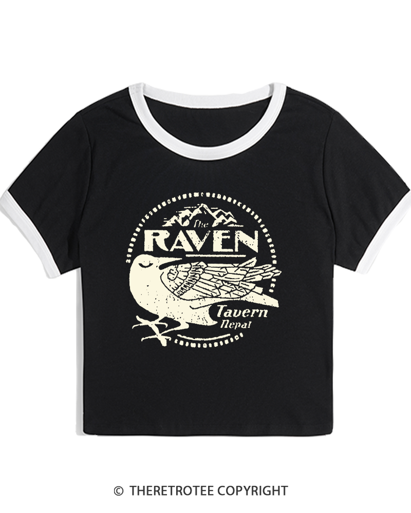 TheRetroTee Raven Tavern 1980s Women's Ringer T-shirt