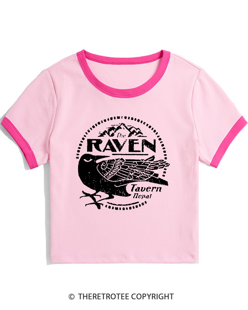 TheRetroTee Raven Tavern 1980s Women's Ringer T-shirt