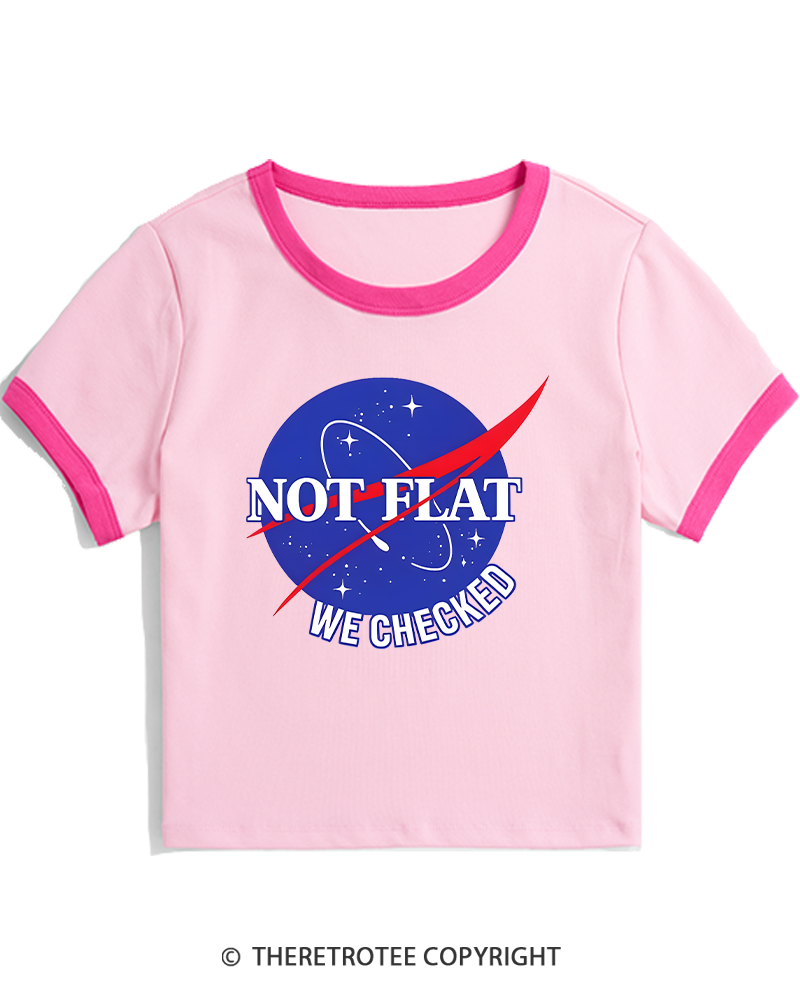 TheRetroTee Not Flat We Checked Women's Ringer T-shirt