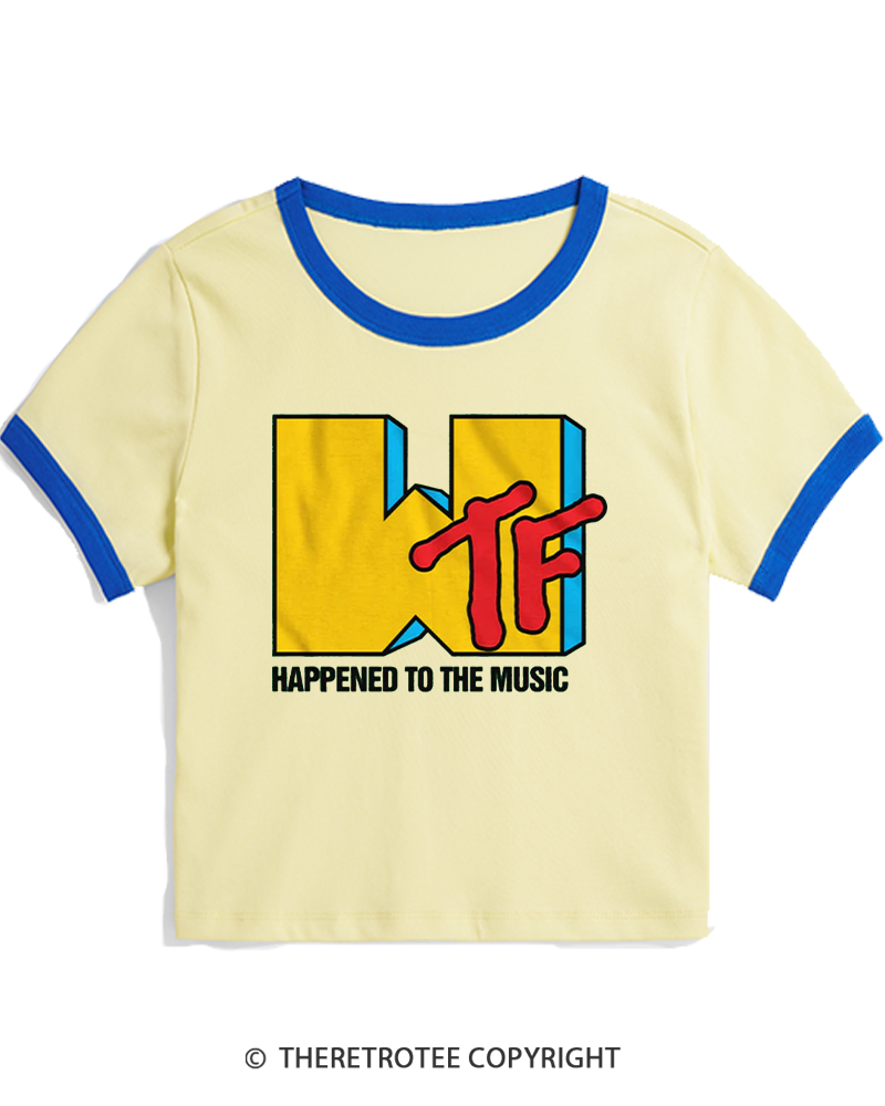 TheRetroTee WTF Happened To Music 1980s Women's Ringer T-shirt