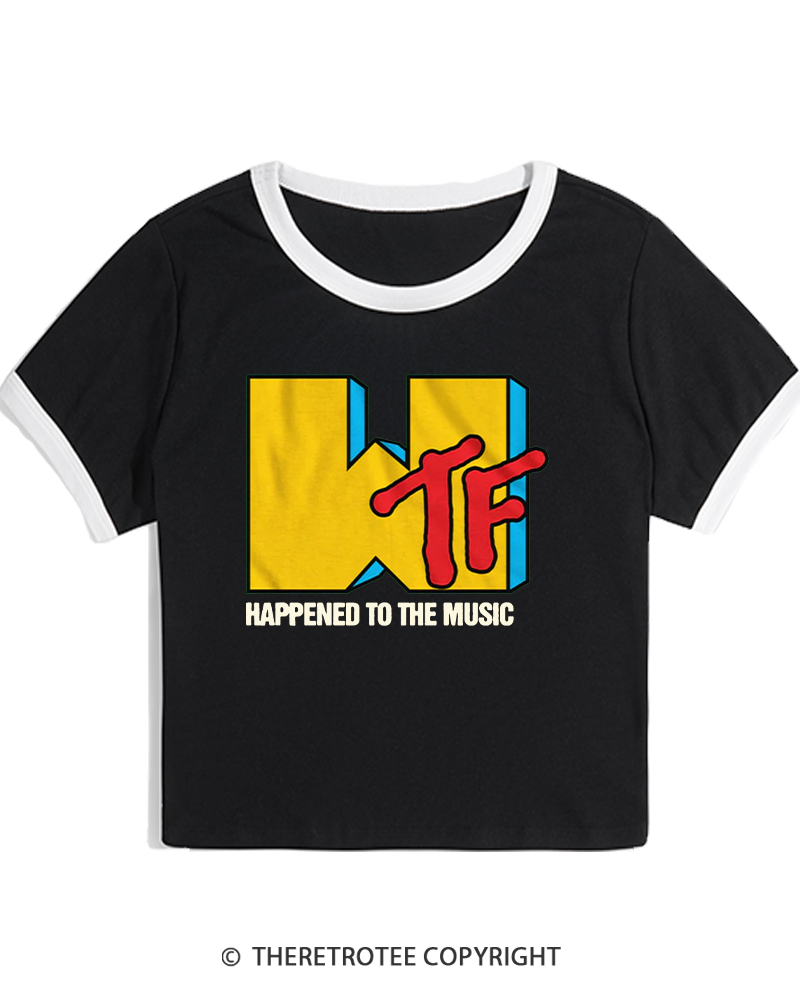TheRetroTee WTF Happened To Music 1980s Women's Ringer T-shirt