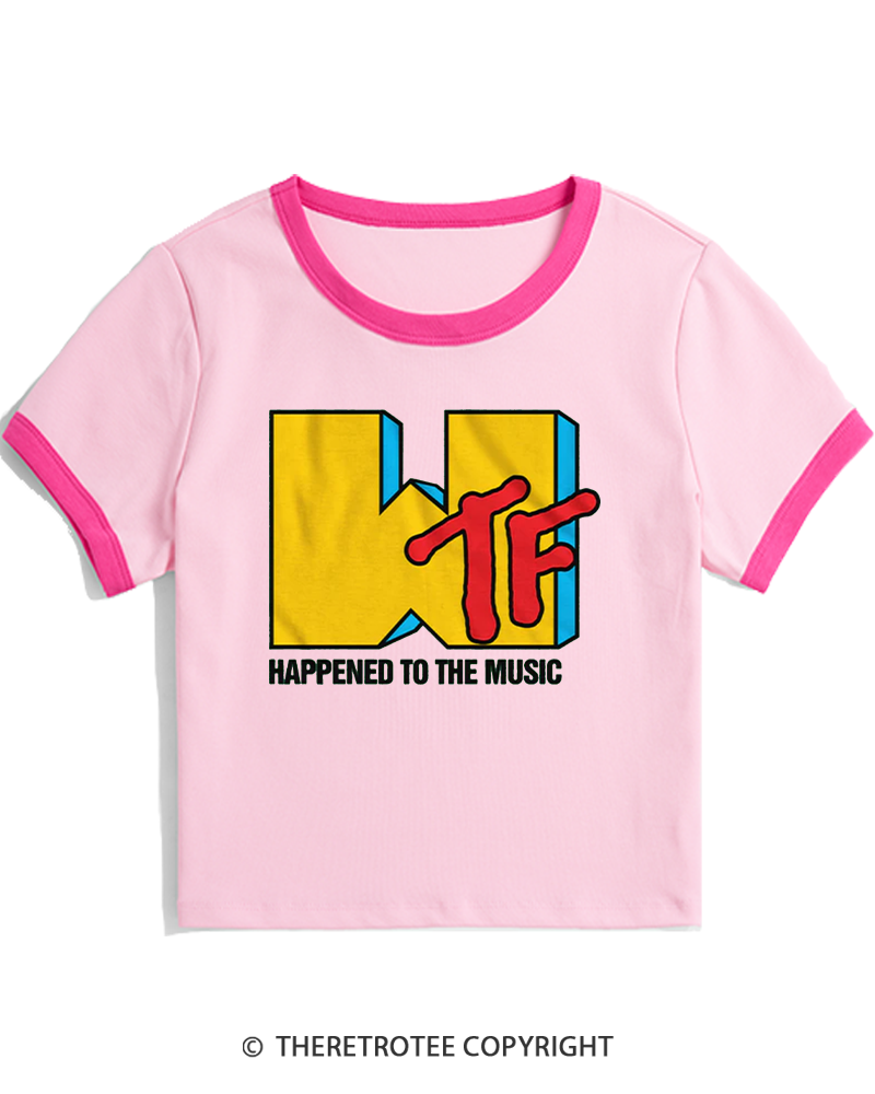 TheRetroTee WTF Happened To Music 1980s Women's Ringer T-shirt
