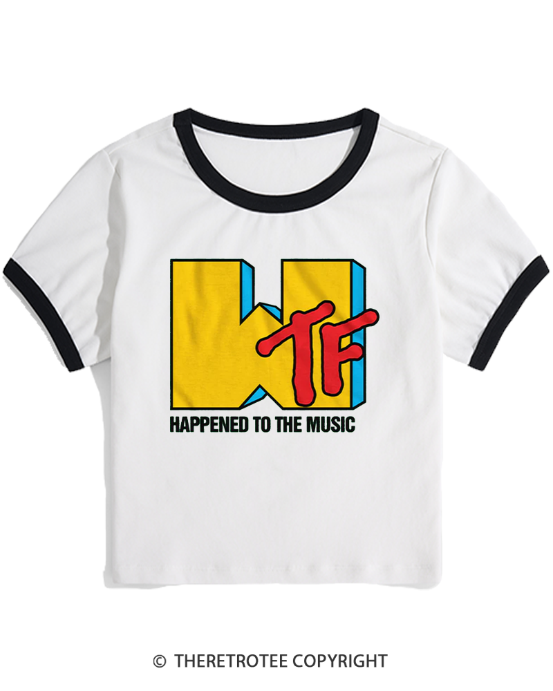 TheRetroTee WTF Happened To Music 1980s Women's Ringer T-shirt