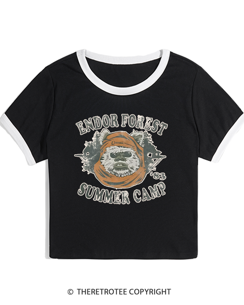 TheRetroTee Endor Forest Summer Camp 1980s Women's Ringer T-shirt